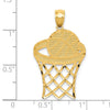 14k Basketball in Hoop Diamond Cut Pendant