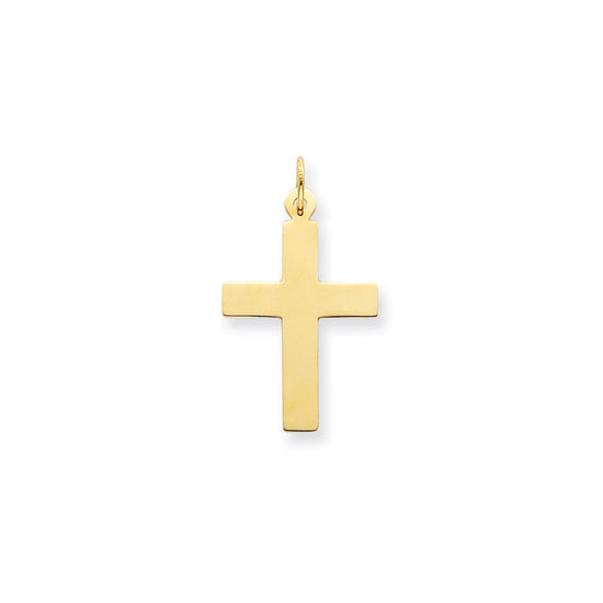 Gold Polished Flat Latin Cross Pendant