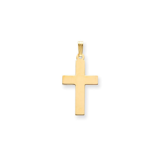 Gold Polished Flat Latin Cross Pendant
