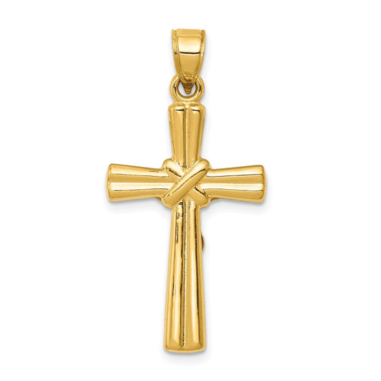 14K Hollow Crucifix Reversible to X-Center Cross Pendant