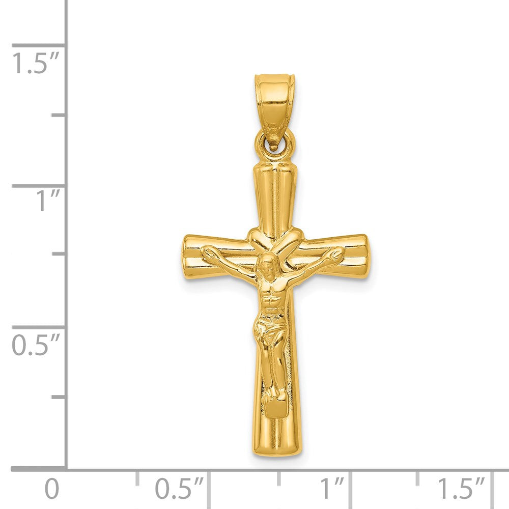 14K Hollow Crucifix Reversible to X-Center Cross Pendant