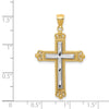 Gold Two-tone Fleur de lis Cross Pendant