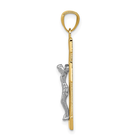 14k Two-tone Crucifix Pendant