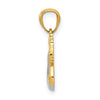 14k and White Rhodium Polished Dove with Olive Branch Pendant