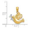 14k and White Rhodium Polished Dove with Olive Branch Pendant