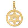 14K Jewish Chai In Star Of David Round Pendant