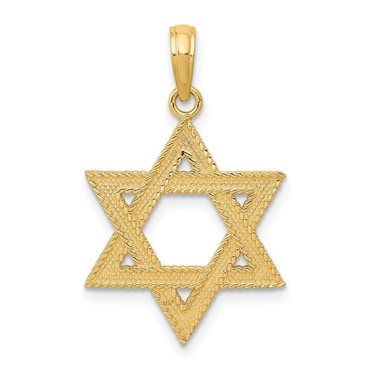 14k Textured Star of David Pendant