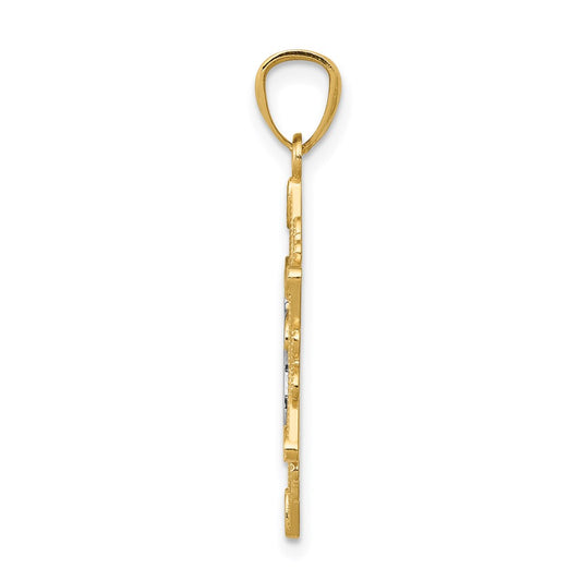 14k and White Rhodium Star of David with Chai Pendant