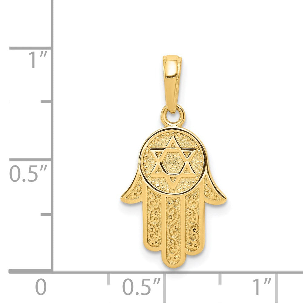 14k Chamseh Hand of God with Star of David Pendant