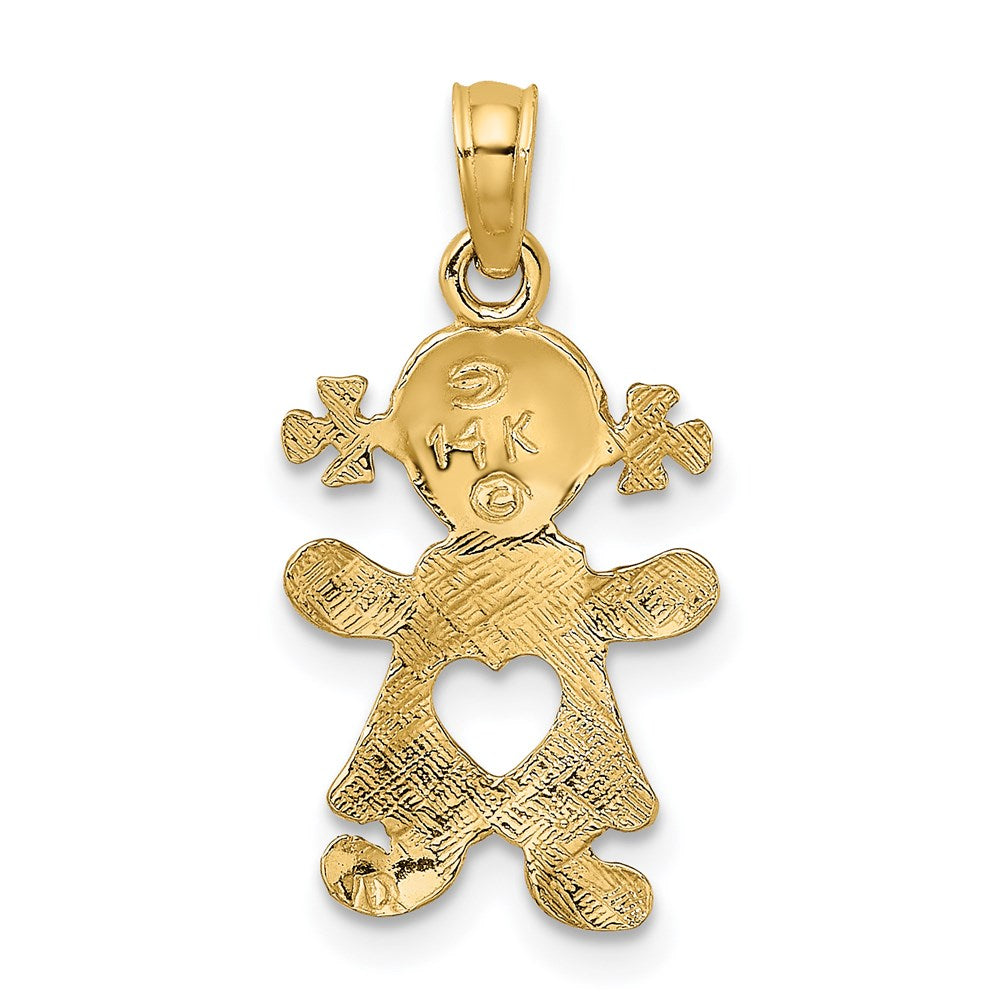 14k Playful Girl with Cut-Out Heart Charm