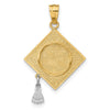 14k with White Rhodium 3-D Graduation Cap with Moveable Tassel Pendant