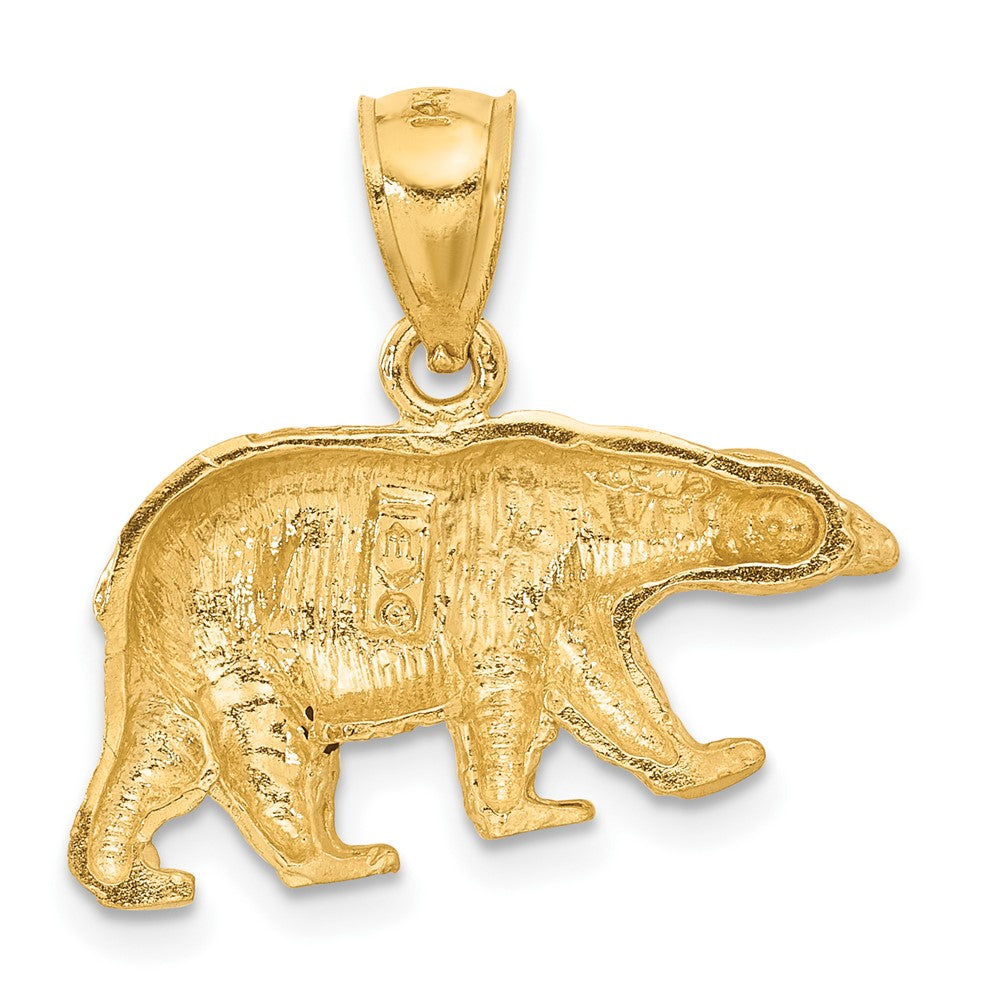 14K Satin Diamond-cut Bear Pendant