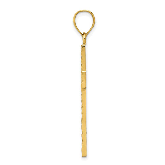 14K Diamond-cut Textured Cross Pendant
