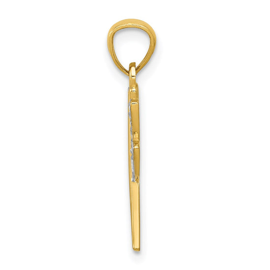 14k and White Rhodium Dragonfly Pendant