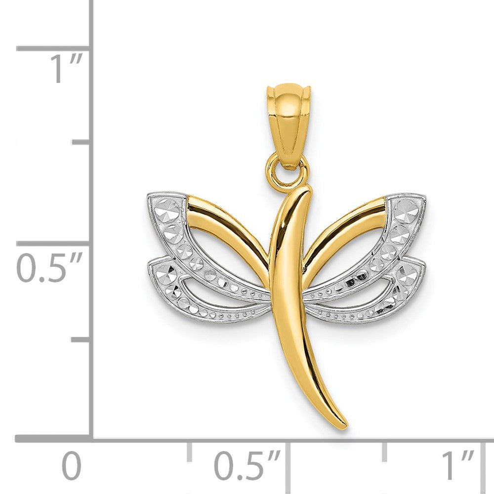 14k and White Rhodium Dragonfly Pendant