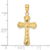 14K Diamond-cut Beveled Edges Cross Pendant