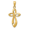 14K Polished with Satin Ribbon Cross Pendant