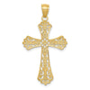 14k and White Rhodium Diamond-cut Cross Pendant