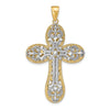 14K Two-tone Diamond-cut Layered Cross Pendant