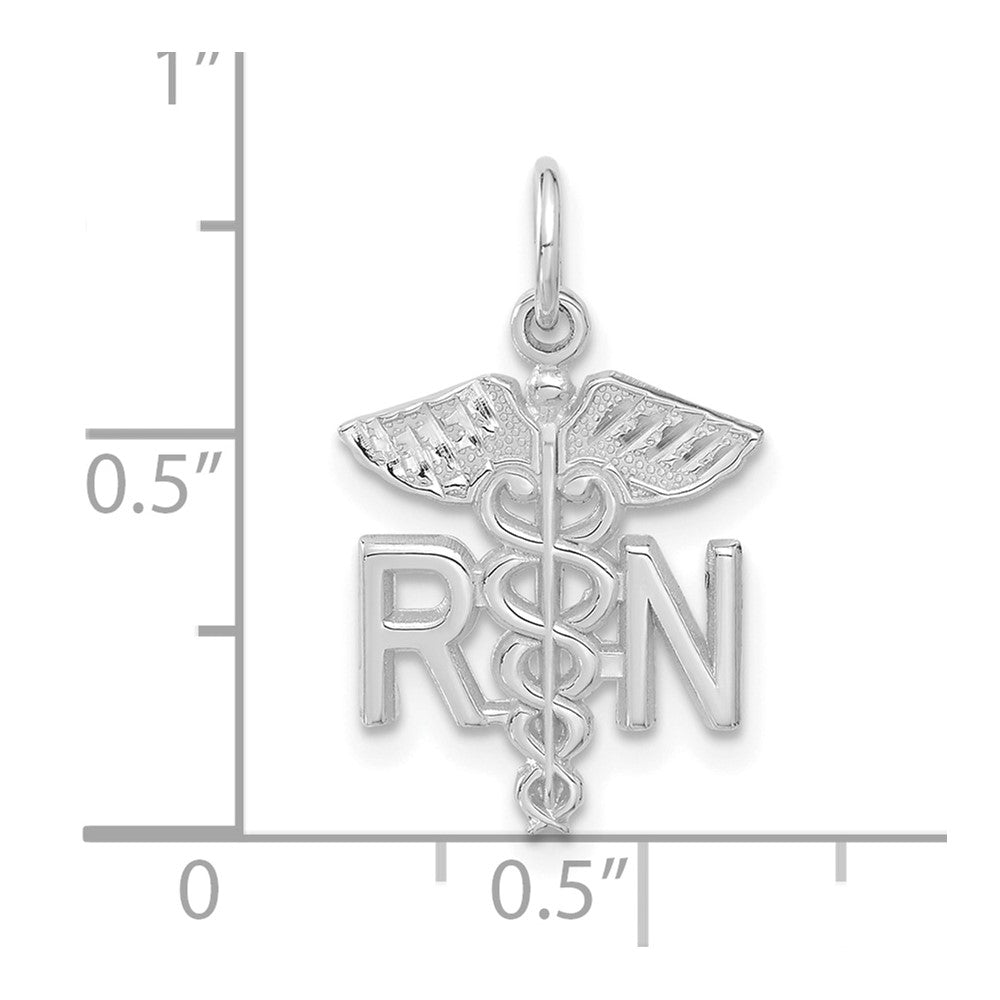 14k White Gold RN Registered Nurse Charm