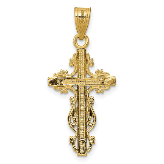14K Two-tone Small Narrow Crucifix Pendant