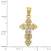 14K Two-tone Small Narrow Crucifix Pendant