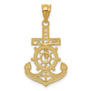 14k and White Rhodium Diamond-cut Mariners Crucifix Pendant
