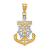14k and White Rhodium Diamond-cut Mariners Crucifix Pendant