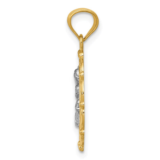 14k and White Rhodium Mother Holding Baby Pendant
