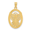 14K and White Rhodium BELIEVE PEACE FAITH HOPE Filigree Angel Pendant