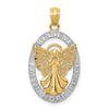 14K and White Rhodium BELIEVE PEACE FAITH HOPE Filigree Angel Pendant