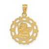 14k and White Rhodium Scalloped Frame Cherub Round Pendant