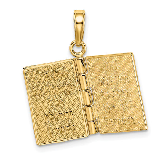 14K 3-D SERENITY PRAYER Book with Moveable Pages Pendant
