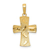 14K and White Rhodium Footprints Cross Pendant