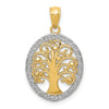 14k and White Rhodium Tree of Life Oval Pendant