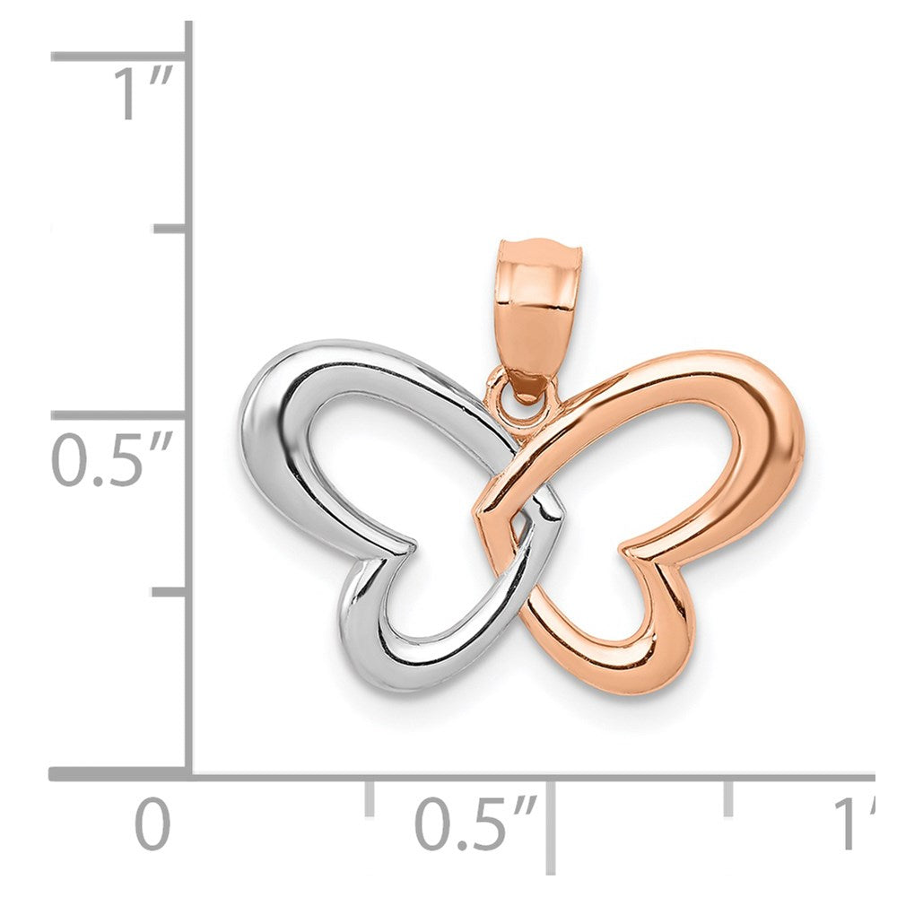 14k Rose Gold and White Rhodium Butterfly Pendant