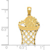 14k Diamond-cut Basketball in Hoop Pendant