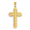14K and White Rhodium Diamond-cut Cross Pendant