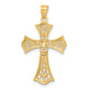 14K with White Rhodium Diamond-Cut Cross Pendant