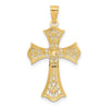 14K with White Rhodium Diamond-Cut Cross Pendant
