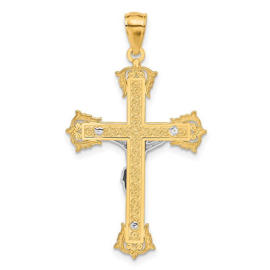 14k Two-tone Crucifix Pendant