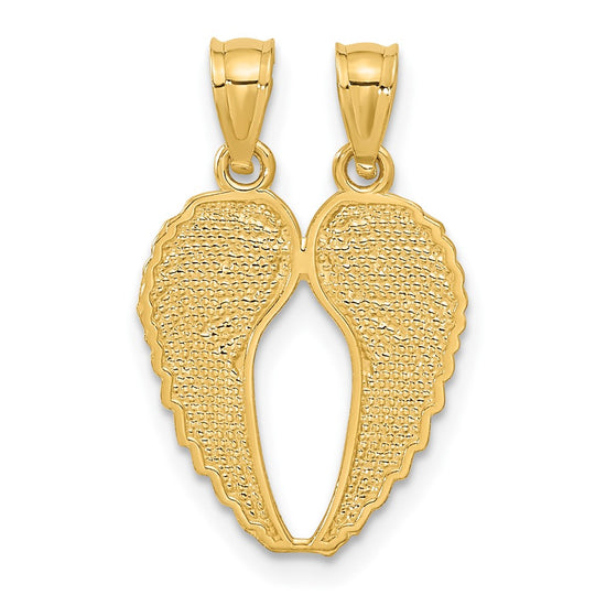 14k Two-Piece Break-Apart Diamond-cut Wings Pendant