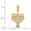 14K and White Rhodium Star of David Menorah Pendant