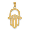 14K and White Rhodium Textured Hamsa and Evil Eye Pendant