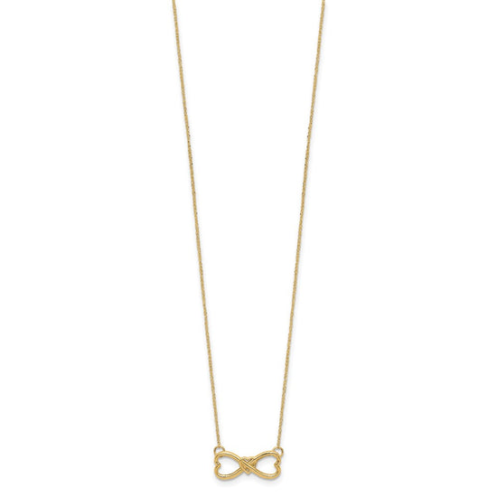 14k Polished Infinity Symbol with Heart Center 18 inch Necklace
