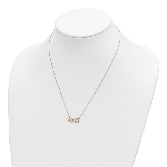 14k Polished Infinity Symbol with Heart Center 18 inch Necklace