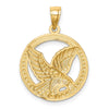 14K and White Rhodium Eagle in Circle Pendant