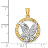 14K and White Rhodium Eagle in Circle Pendant