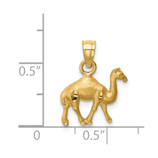 14K Satin Diamond-cut Camel Pendant