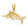 14K Satin Diamond-cut Marlin Pendant